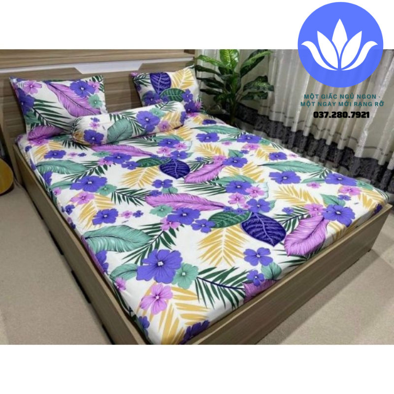 Bộ 4 món drap ga giường thun lạnh hàn quốc mẫu hoa mới -đủ size