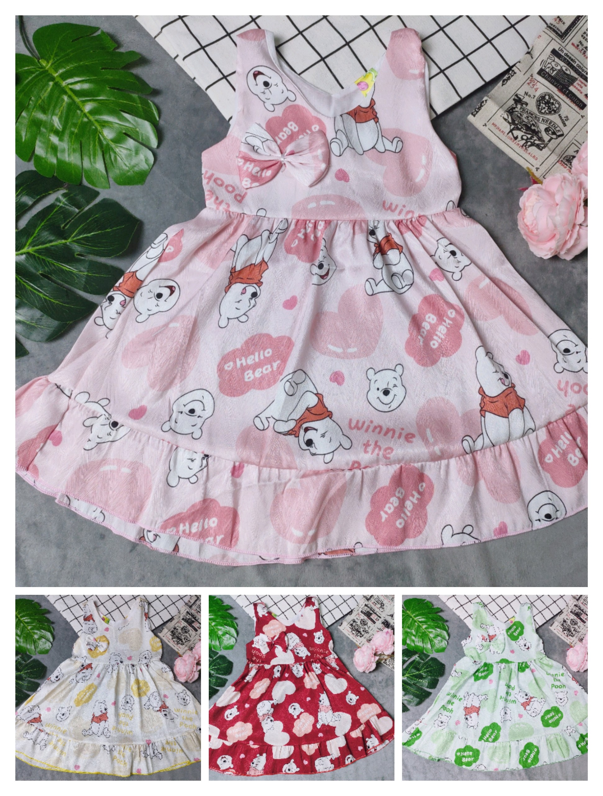 Đầm Gấm Xước Bé (8-16kg) (giao màu ngẫu nhiên)