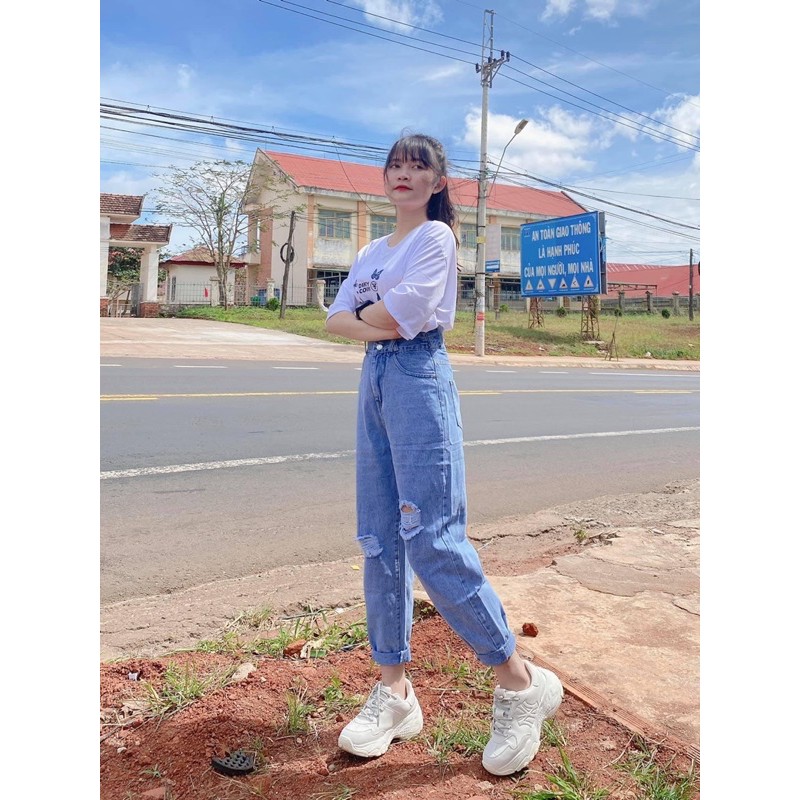 ♻️BAGGY JEANS 2 NÚT RÁCH X