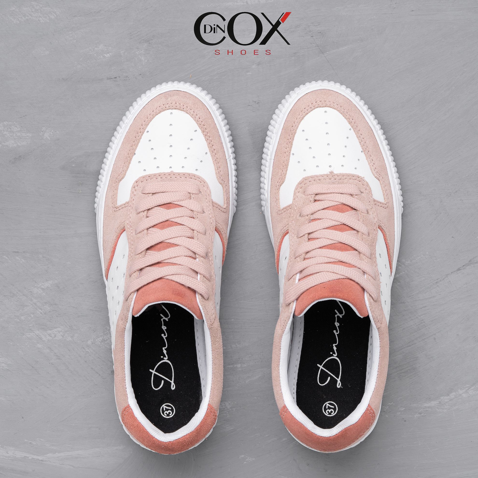 Giày Sneaker Da Bò Thật Nữ DINCOX E03 Pink Sang Trọng