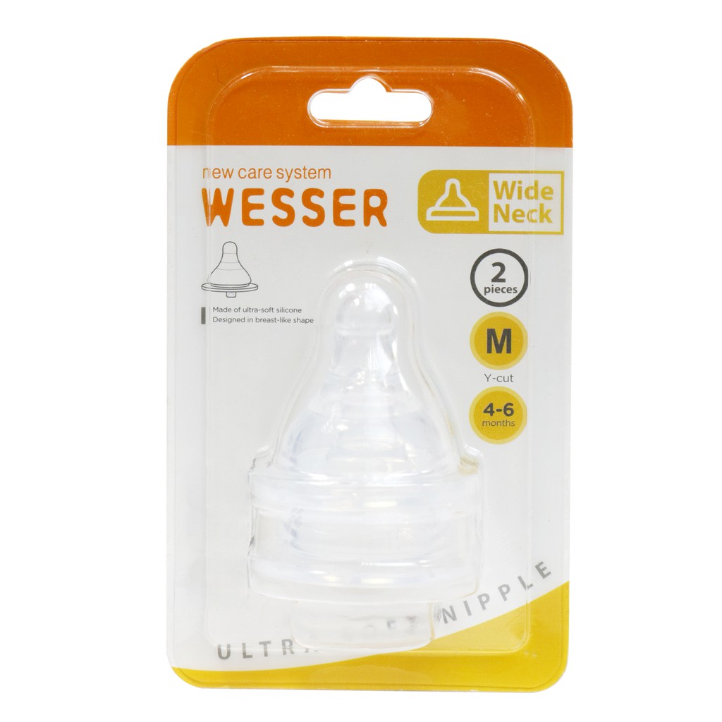 Núm vú Wesser, Núm vú cổ rộng silicone siêu mềm cho bé Size S,M,L