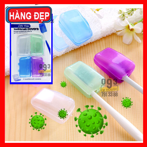 Combo 4 Hộp bọc đầu bàn chải đánh răng du lịch tiện lợi