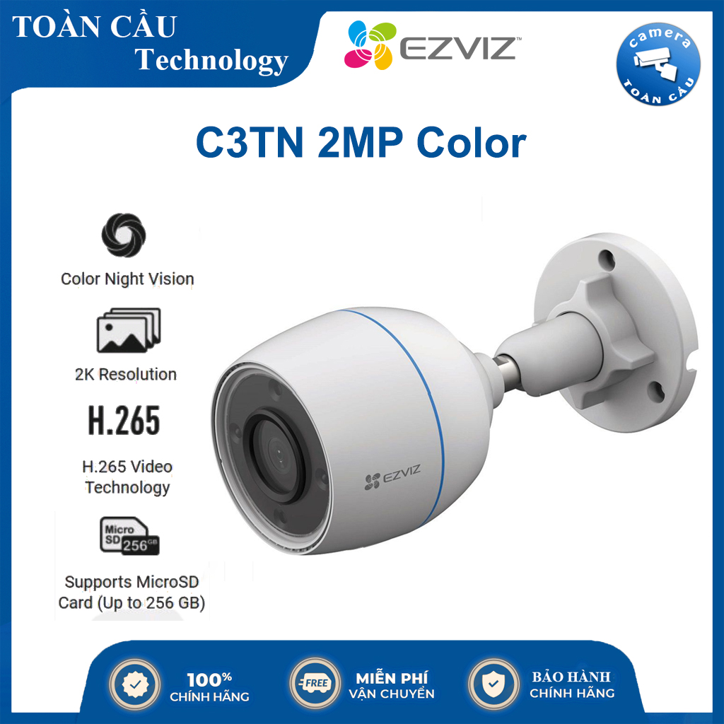 Camera wifi không dây ip ezviz c3tn - camera ngoài trời, màu đêm- camera toàn cầu