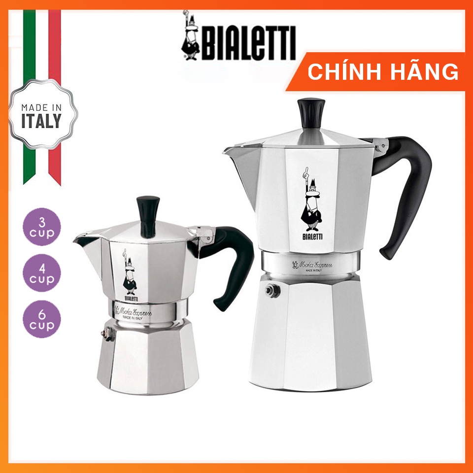 Ấm Moka Bialetti Express - ấm pha cà phê nhập khẩu Italia(3,4,6 Cup)