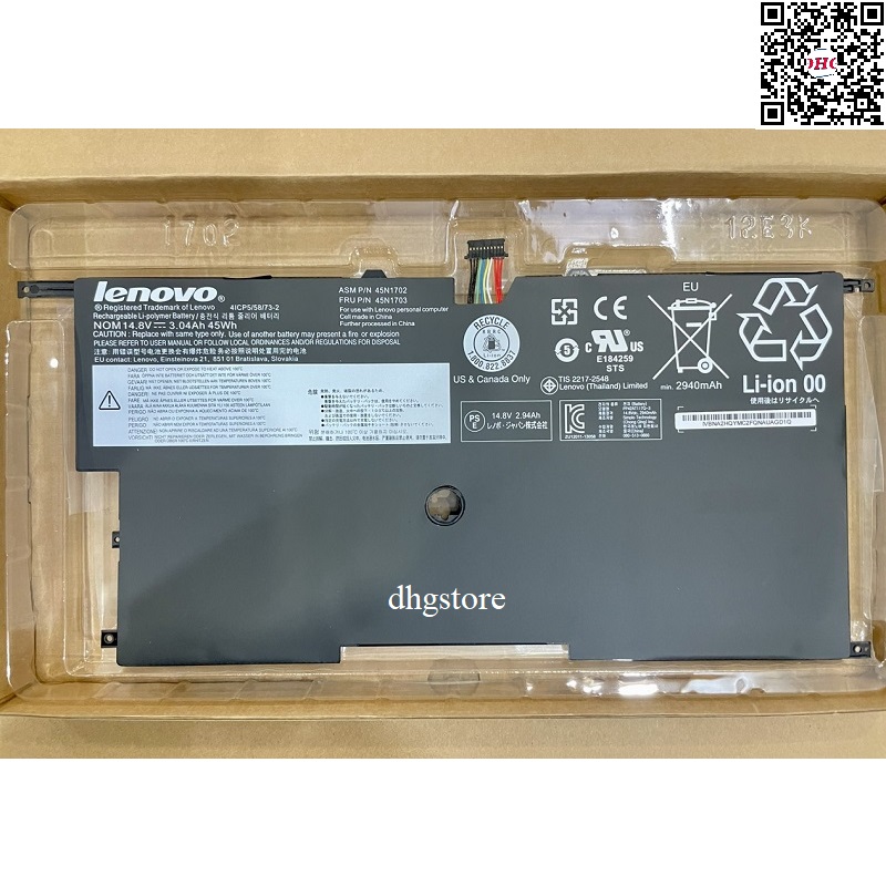 Laptop battery lenovo thinkpad x1 gen 2 gen 3, x1 carbon gen 2 gen 3, x1 carbon 14 gen 2 14, 45n1702 45n1703 45n1701 00hw002 00hw003 sb10f46440 sb10f46441 45wh