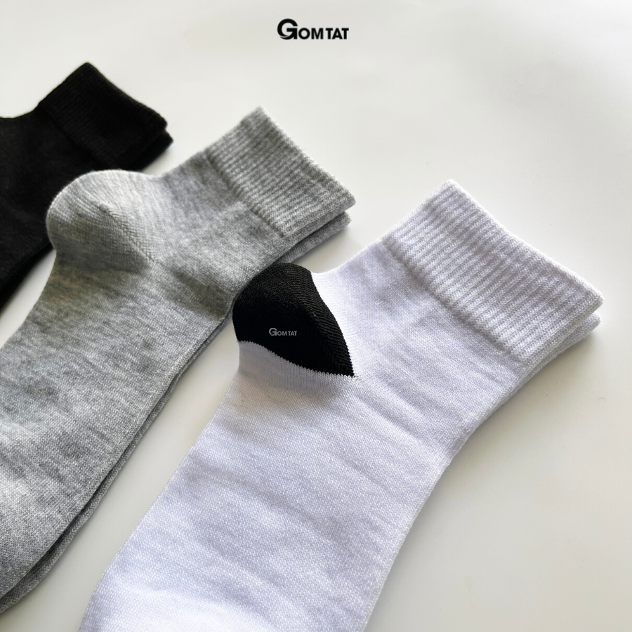 Combo 5 Đôi Tất Trơn Cổ Cao Nam Nữ GOMTAT, Vớ Cổ Cao Unisex Trơn Màu Vải Cotton Chuẩn Xuất Nhật - TRONCAO-VNXK-CB5