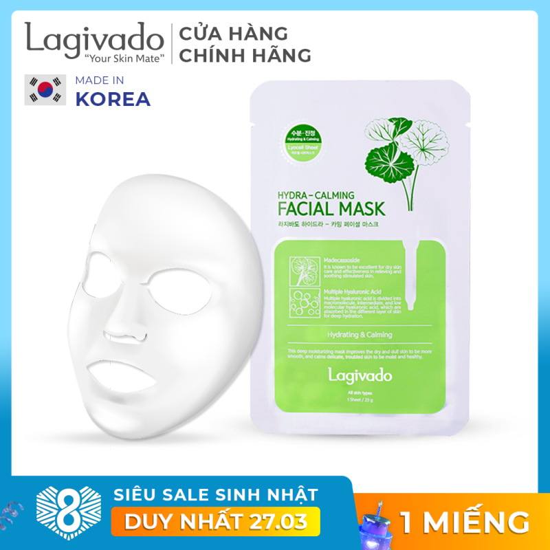 Mặt nạ dưỡng da siêu dưỡng ẩm, làm dịu da cho làn da căng bóng và mềm mịn Hàn Quốc Lagivado Hydra Calming Facial Mask dạng giấy