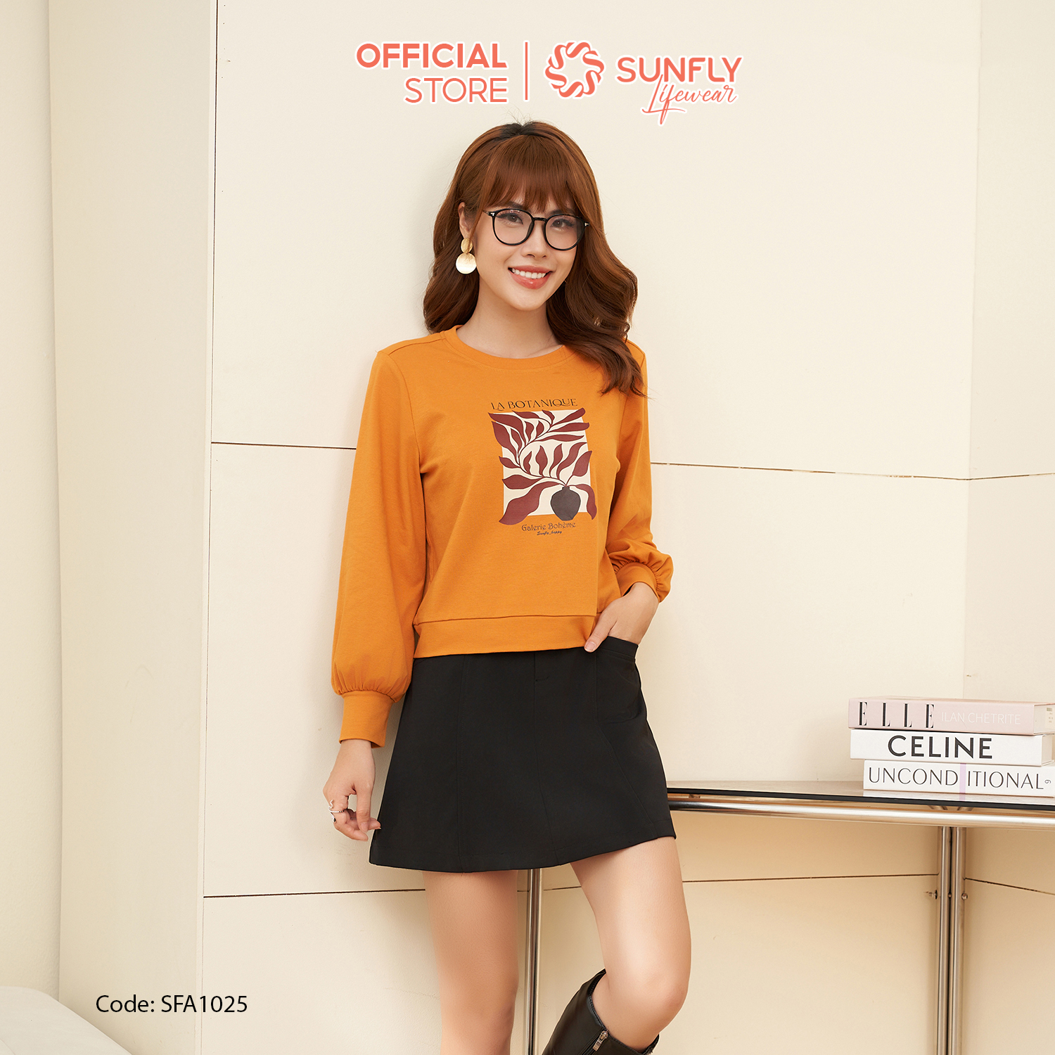 Áo Nữ Thun Tổ Ong SUNFLY Dài Tay SFA1025