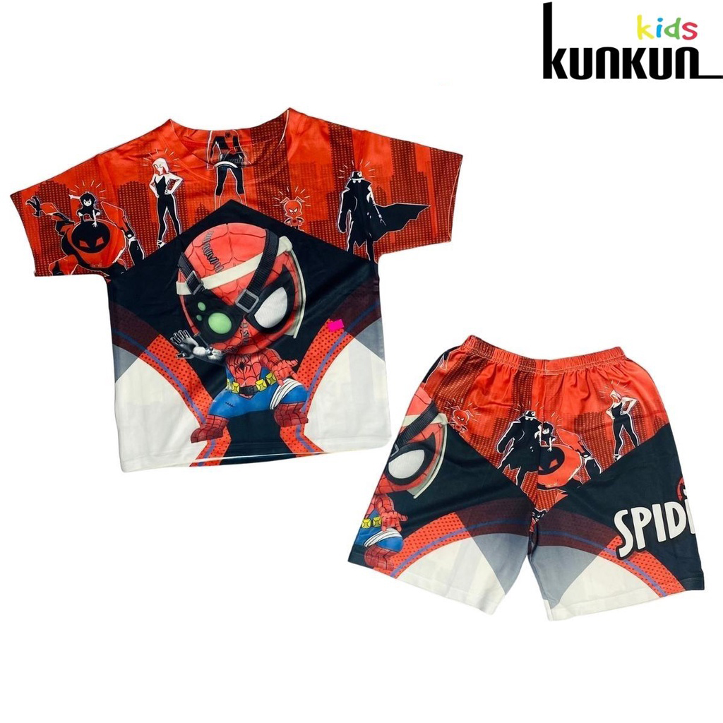 Quần áo bé trai Kunkun Kid TP606 thun lạnh in 3d hình người nhện spiderman