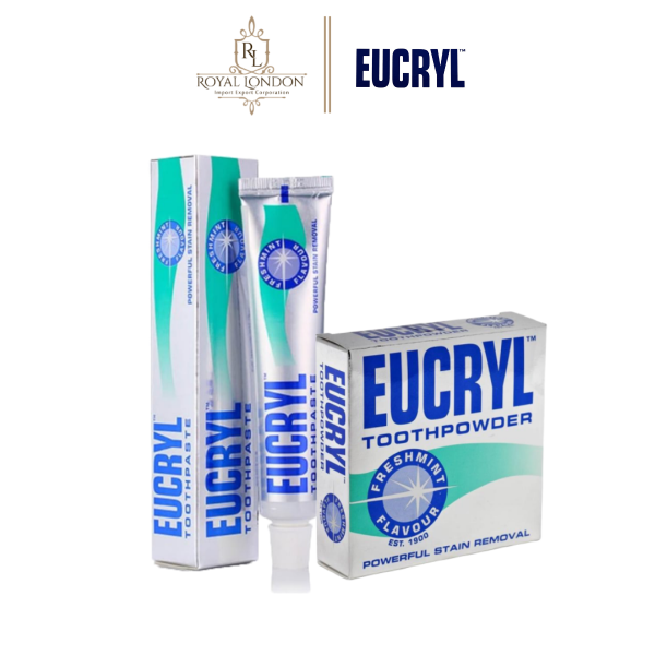 Combo trắng răng Eucryl kem đánh răng 62g + bột trắng răng 50g cao cấp
