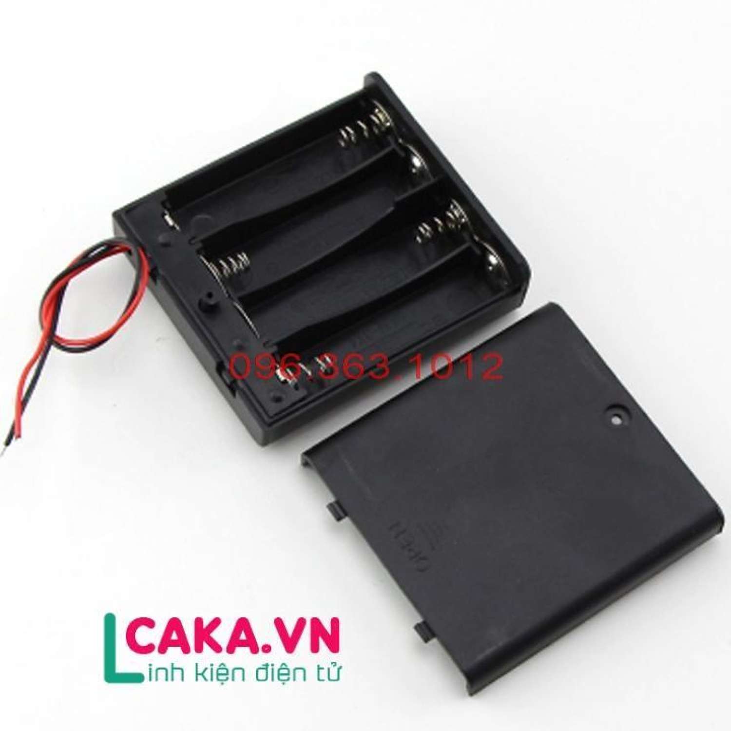 Hộp pin aa 1.5v có nắp có công tắc 4 pin