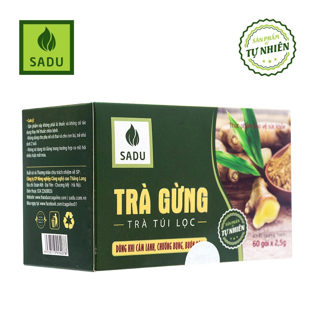 Trà gừng túi lọc Sadu hộp 150gr