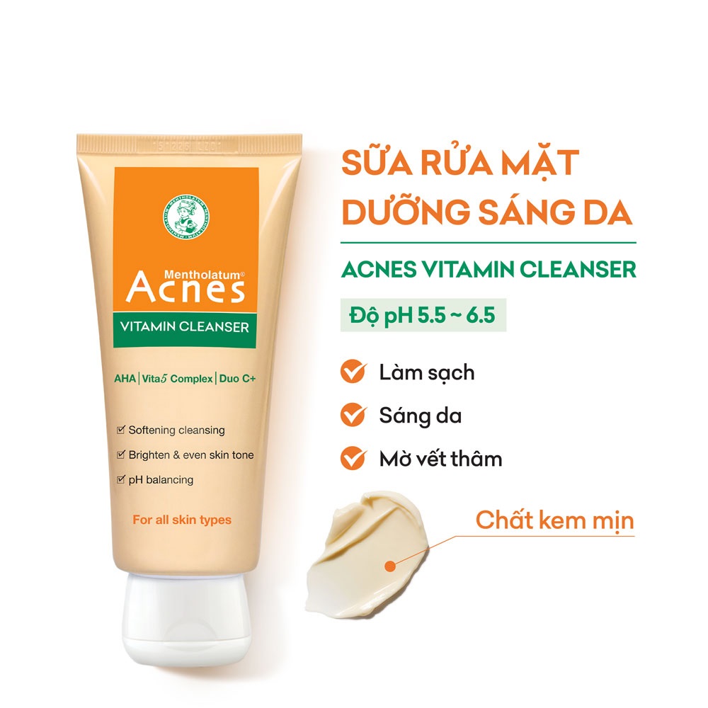 Kem rửa mặt Mentholatum Acnes Vitamin Cleanser 100g