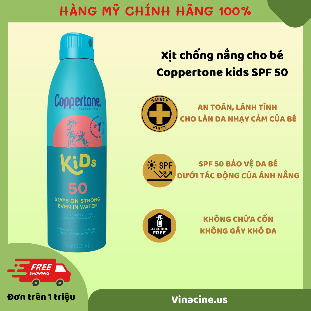 Xịt chống nắng cho bé Coppertone Kids SPF 50