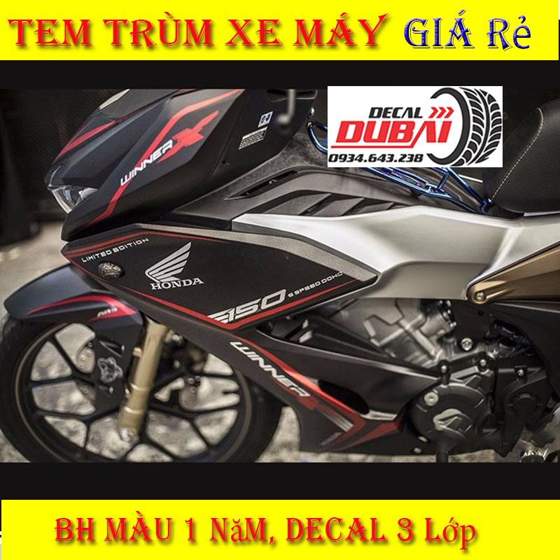 Tem Trùm Winner X Đen Nhám Viền Đỏ