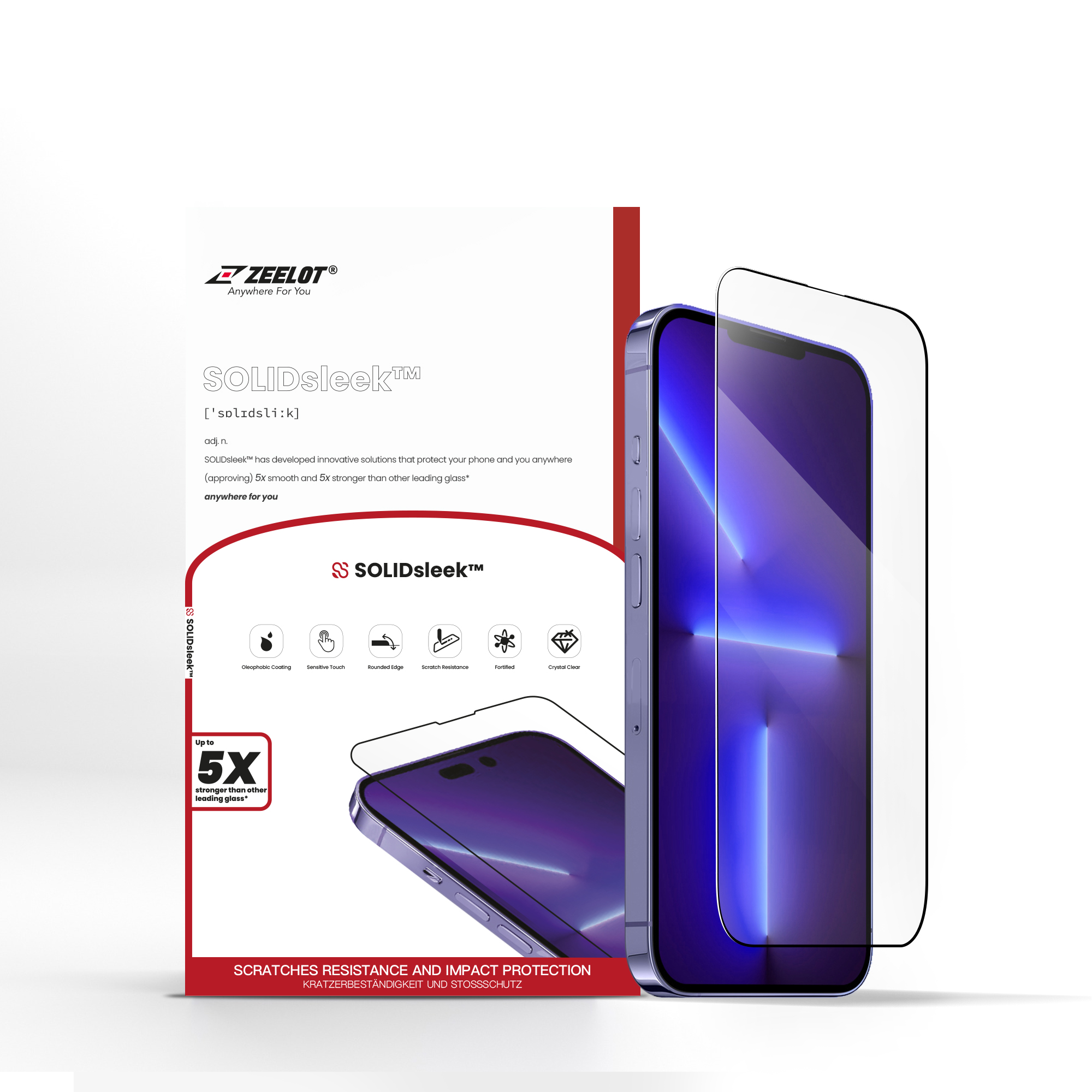 Miếng dán cường lực zeelot solidsleek retina clear cho iphone 14 pro max- 14 pro- 14 plus- 14_ hàng chính hãng