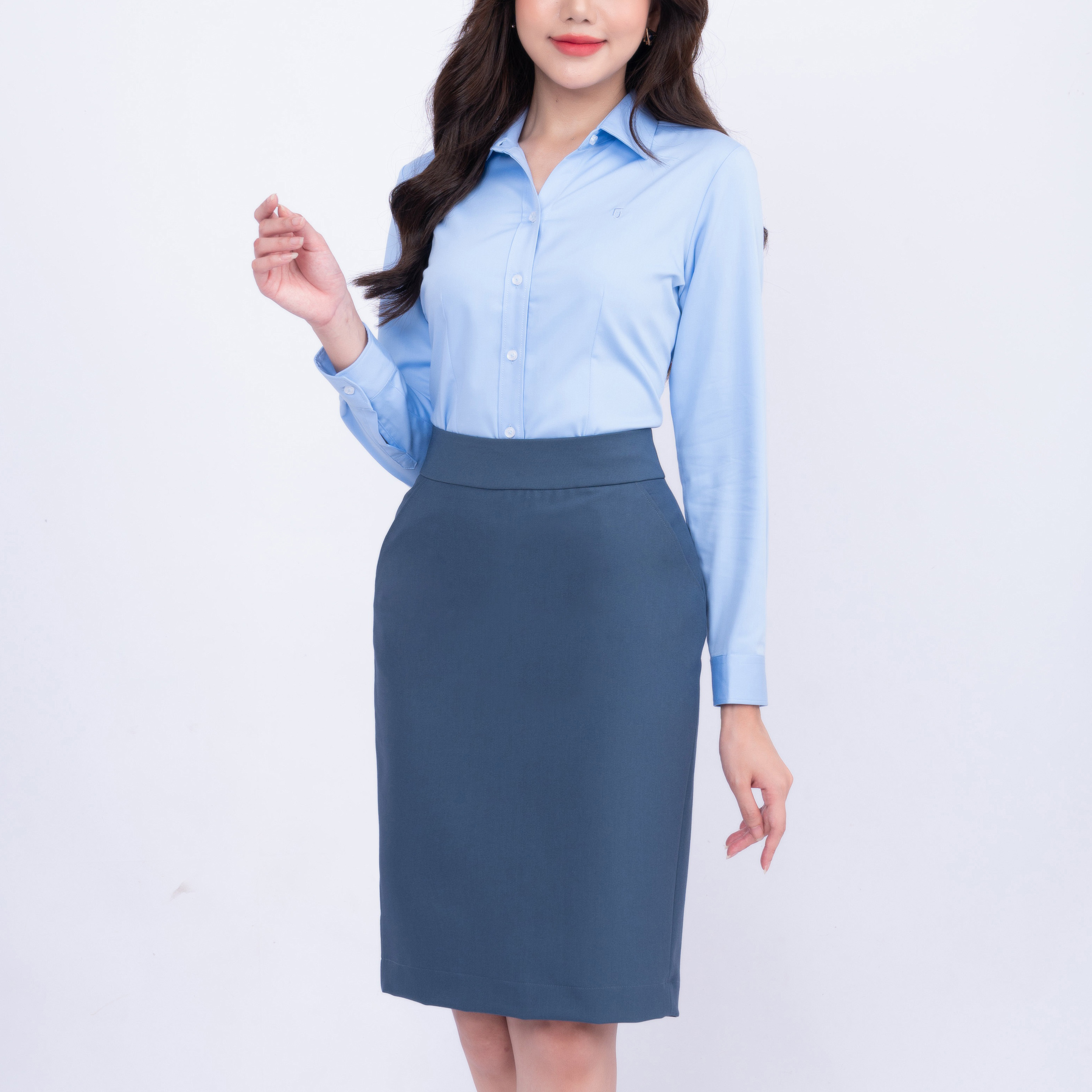 Chân váy nữ midi công sở các màu Thái Hòa CVW