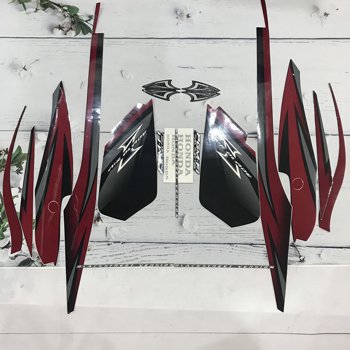 Trọn bộ tem 3 lớp dán xe airblade đời 2008 - 2009  THÁI - màu ĐỎ ĐEN
