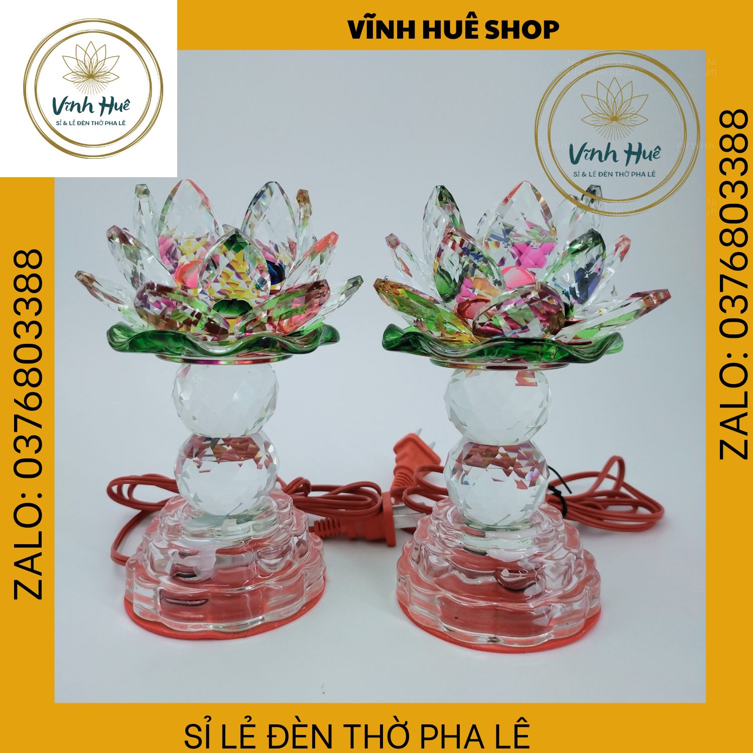 ĐÈN THỜ  PHA LÊ LÁ SEN, MẠCH NHIỀU MÀU, ĐÈN THỜ CÚNG