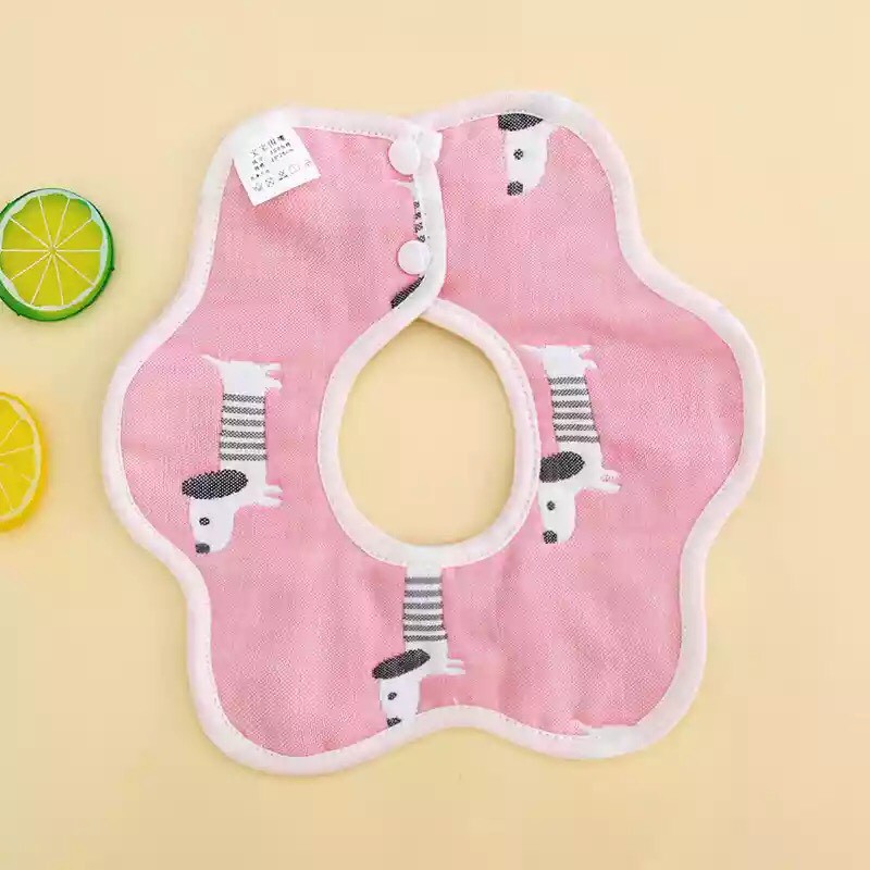 [Hoàn tiền 6%] Yếm xô tròn sợi tre 6 lớp xoay 360 độ có cúc bấm dày dặn siêu thấm hút dành cho bé