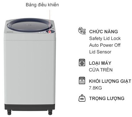 [FreeshipMAX] [Trả góp 0%]Máy Giặt SHARP 7.8 Kg ES-W78GV-G Lồng đứng( Miễn phí giao hàng TPHCM-Ngoại tỉnh tính phí vận chuyển)