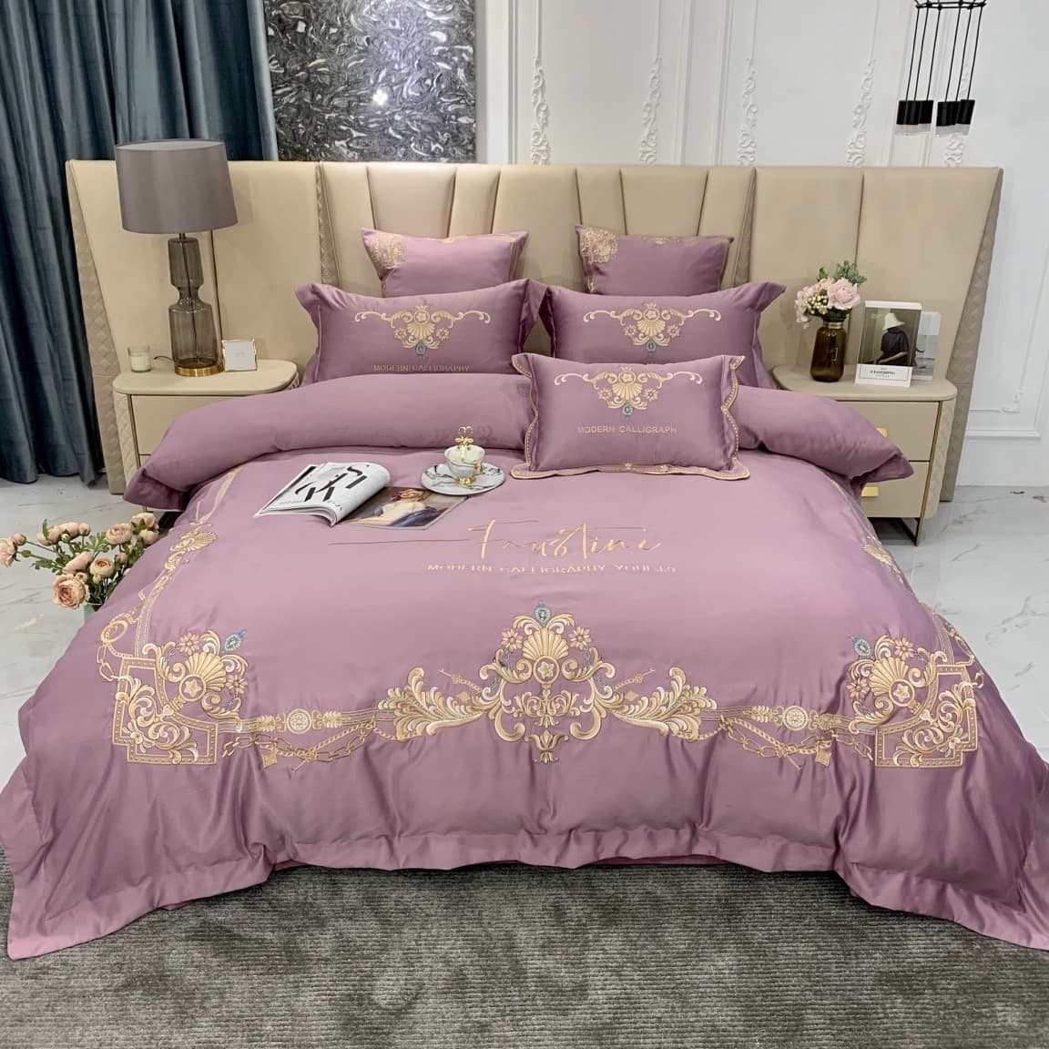 Bộ chăn ga gối lụa silk hoàng gia