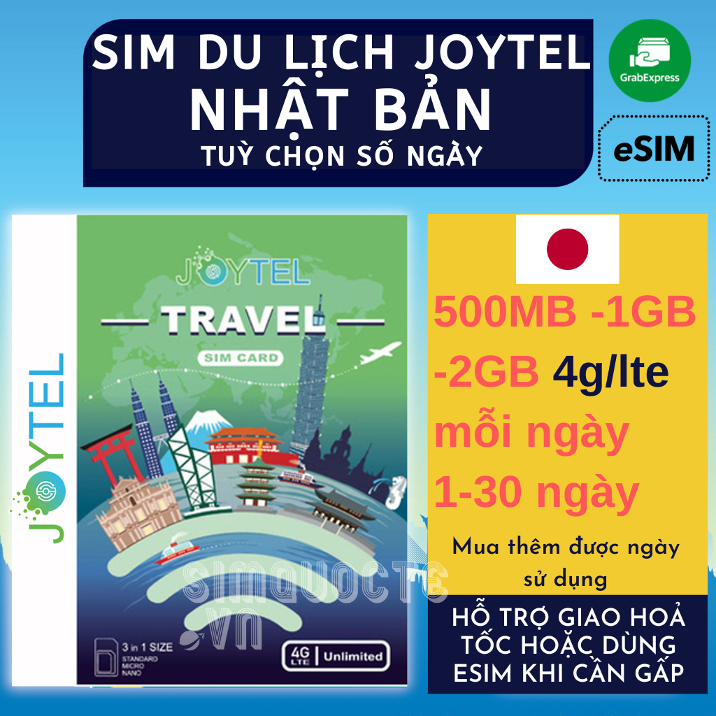 Thẻ vào mạng 4G Sim Du Lịch NHẬT BẢN JOYTEL Tốc Độ Cao Hỗ trợ Giao Nhanh và Esim