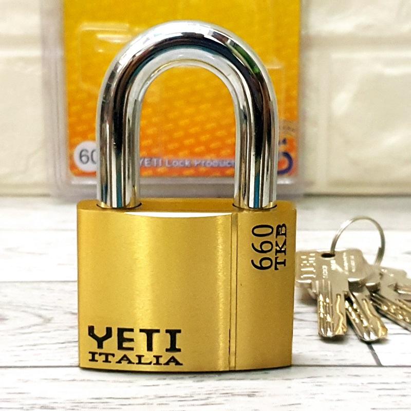 Ổ Khóa Đồng Thau YETI 6cm Logo đen ( made in Italy )