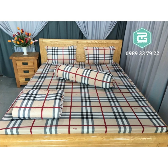 Bộ ga gối Thun Lạnh Hàn Quốc {4 món} 1m2 và 1m4 ( 1 ga bọc + 2 vỏ gối nằm + 1 vỏ gối ôm )