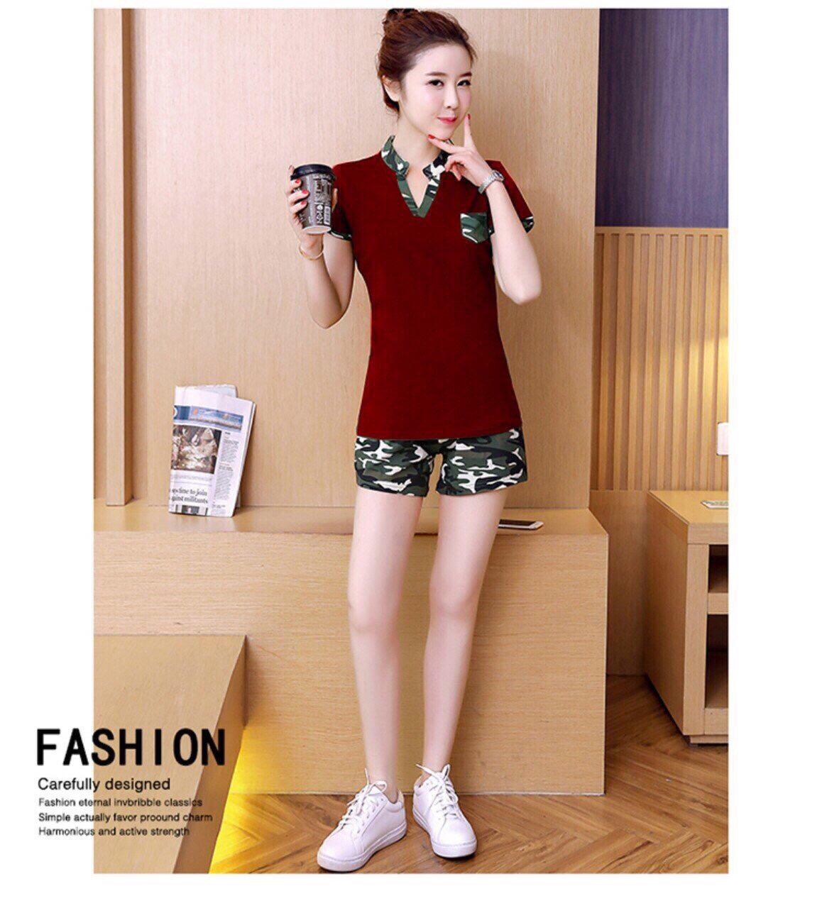 Bộ quần áo thể thao nữ short lính