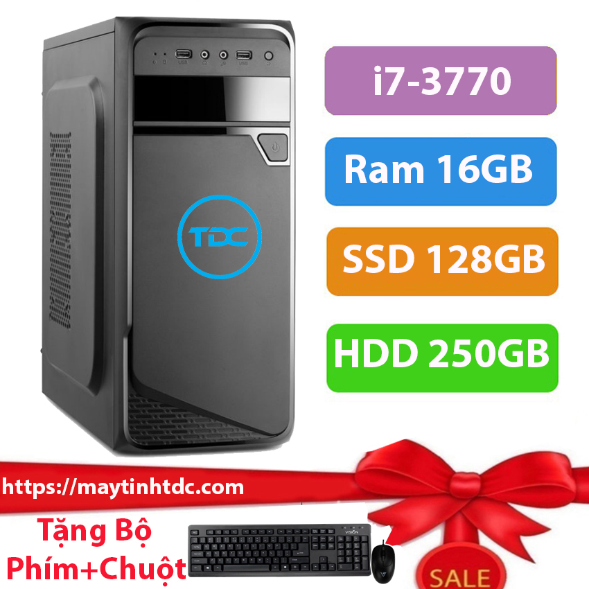 Case máy tính đồng bộ,máy tính để bàn max pc cpu core i7 3770 ram 16gb ssd 128gb+hdd 250gb+ qùa tặng bộ phím chuột, bàn di chuột. bảo hành 12 tháng.