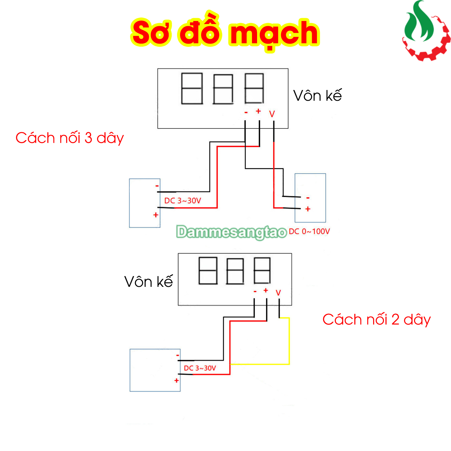 Vôn kế DC 0V-100V 0.56 inch màn hình led (Đồng hồ đo vôn)