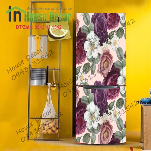 Decal dán trang trí tủ lạnh hoa hồng - TL84