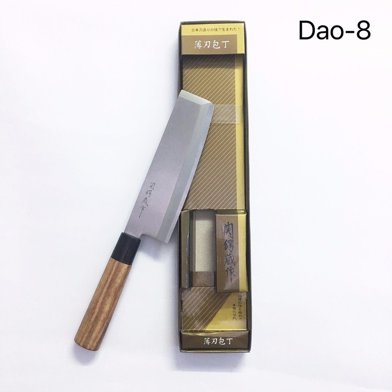 Dao thái cán gỗ Mitsuboshi 17cm (Nâu nhạt)
