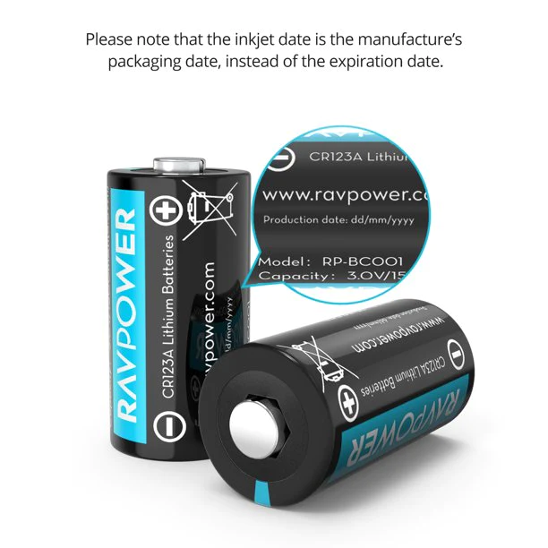 1 Pin Lithium RAVPower CR123A RP-BC001 3V