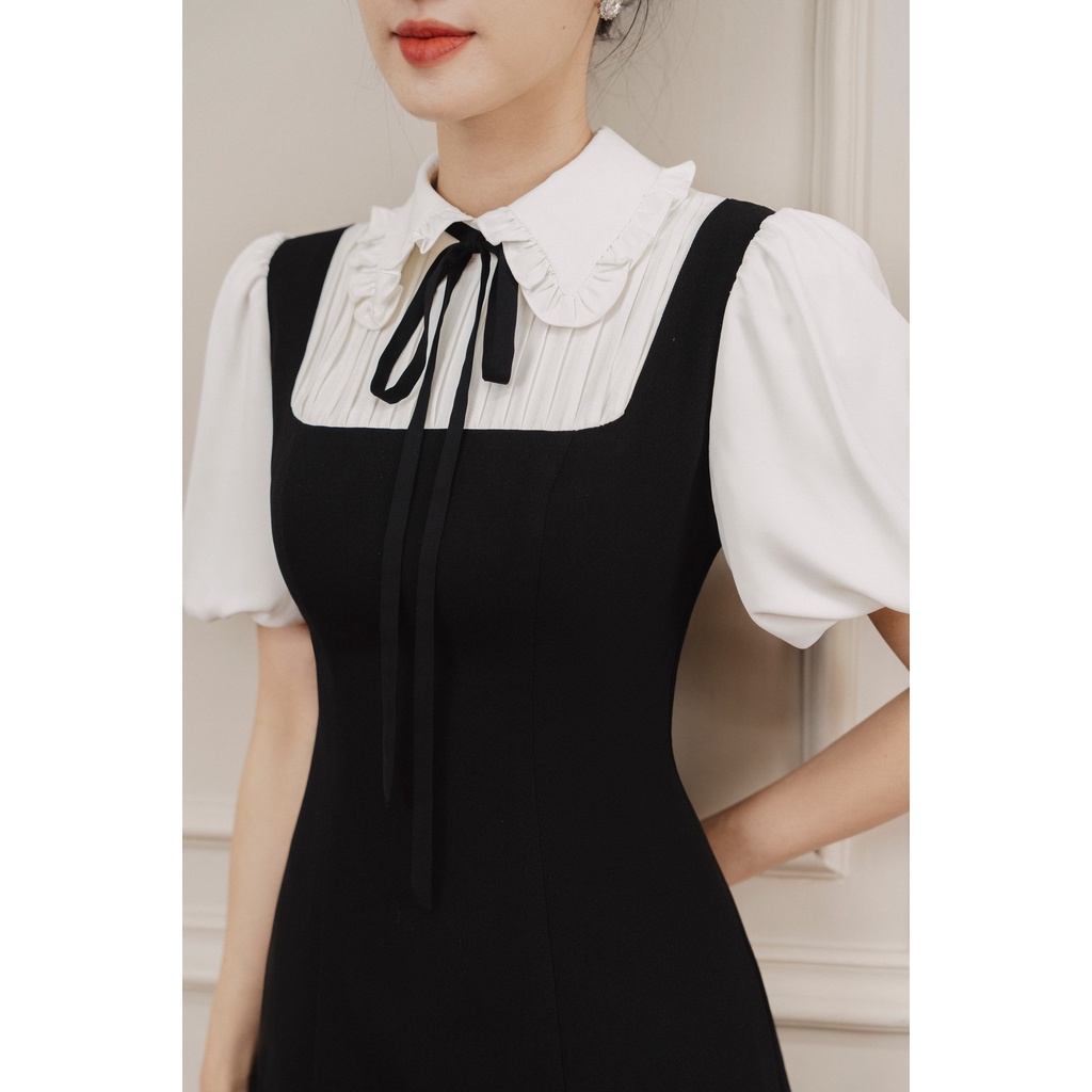 Váy yếm phối cổ đức bèo thắt nơ  TIINSTORE  VHN729