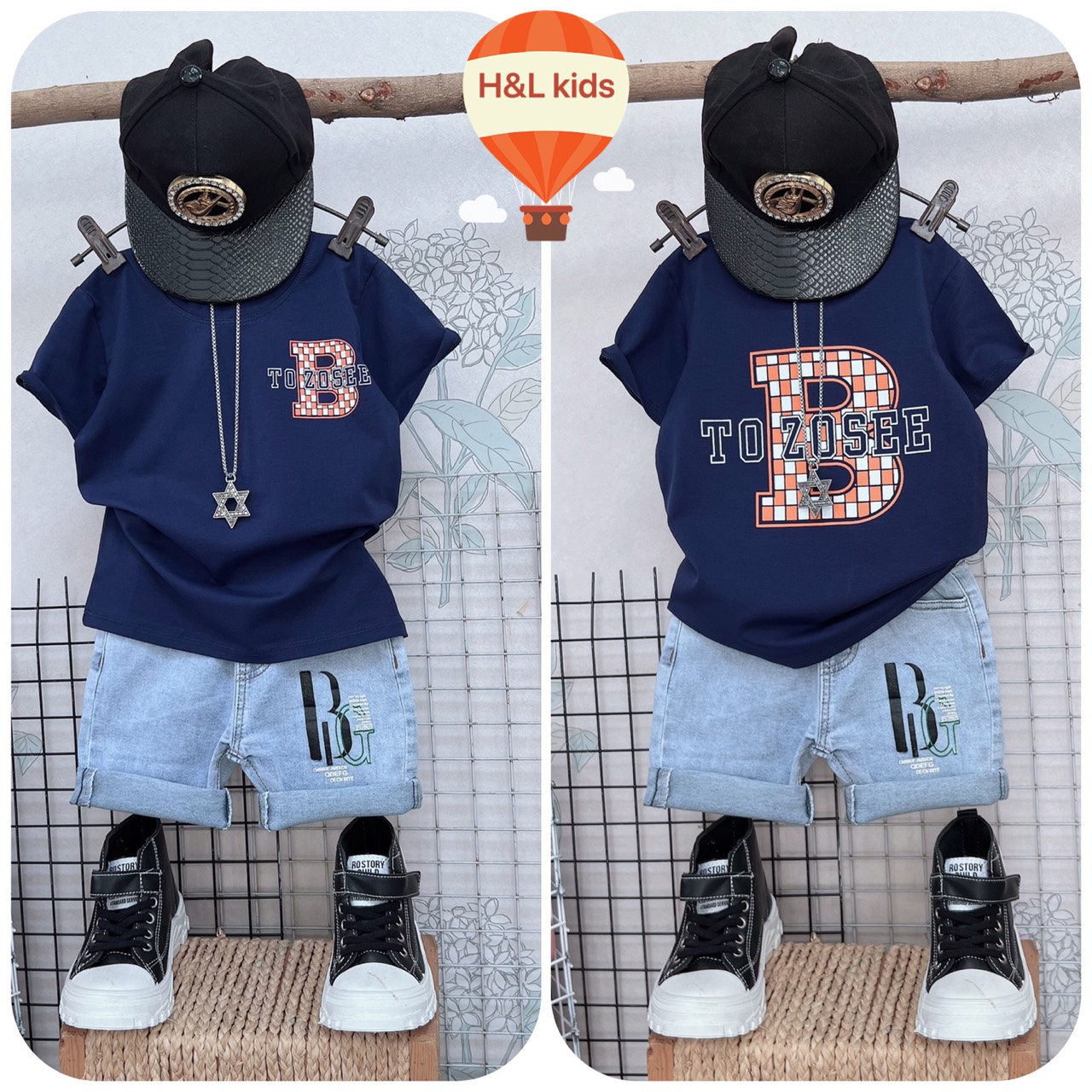 [SIZE ĐẠI+CỒ] SÉT BÉ TRAI PHỐI QUẦN JEAN CHỮ B