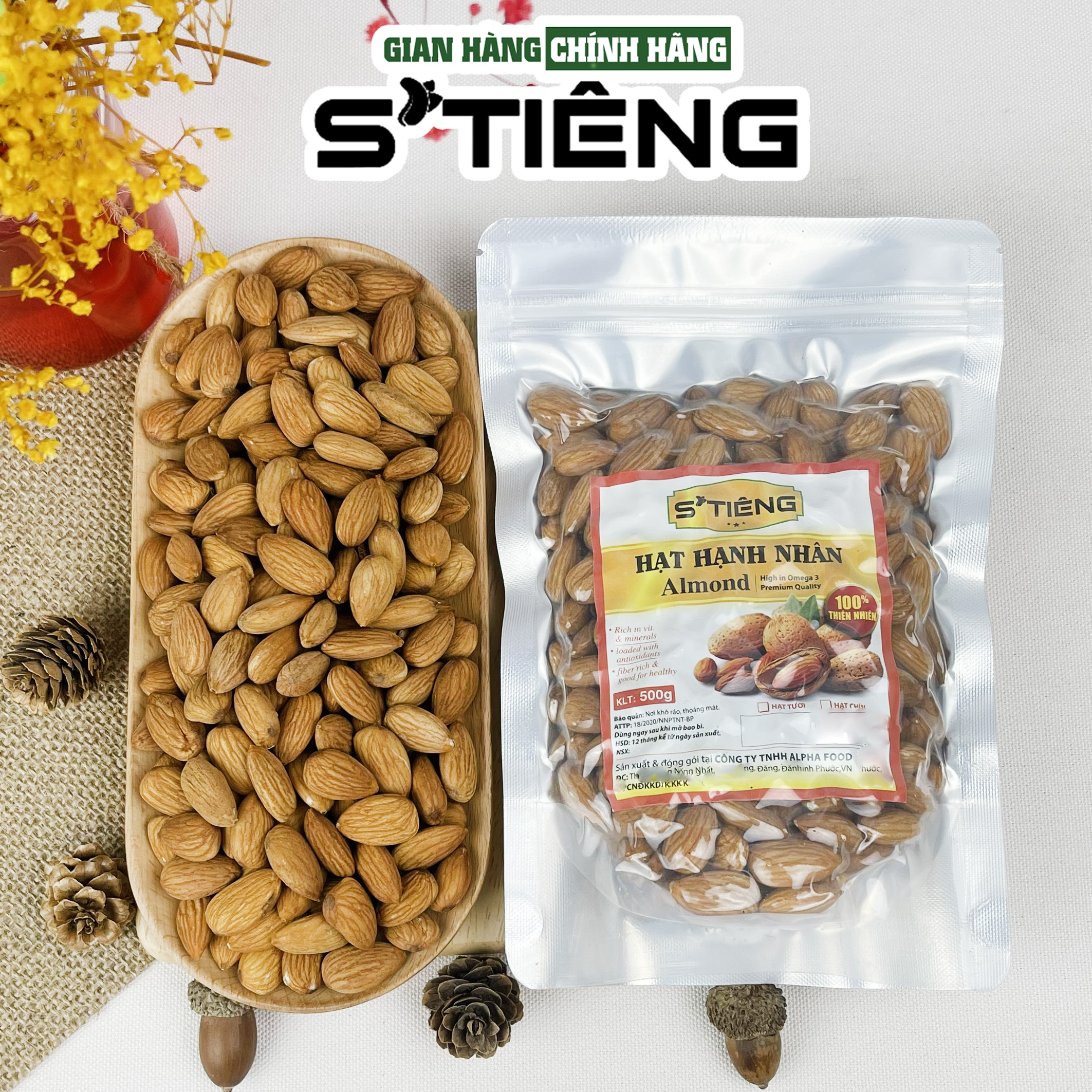 Hạt Hạnh Nhân Tươi STIÊNG Làm Sữa Làm Bánh