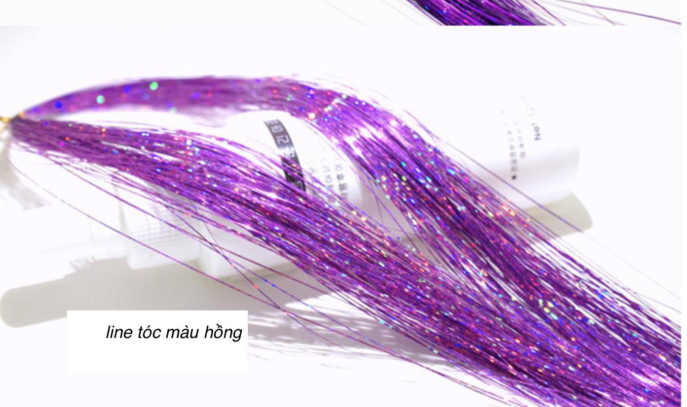[HCM]Combo 2 tép line tóc kim tuyến nối màu tím  (Mua 1 tặng 1. Chọn mẫu tùy thích. 1 tép từ 80-100 sợi dài 50-60cm)