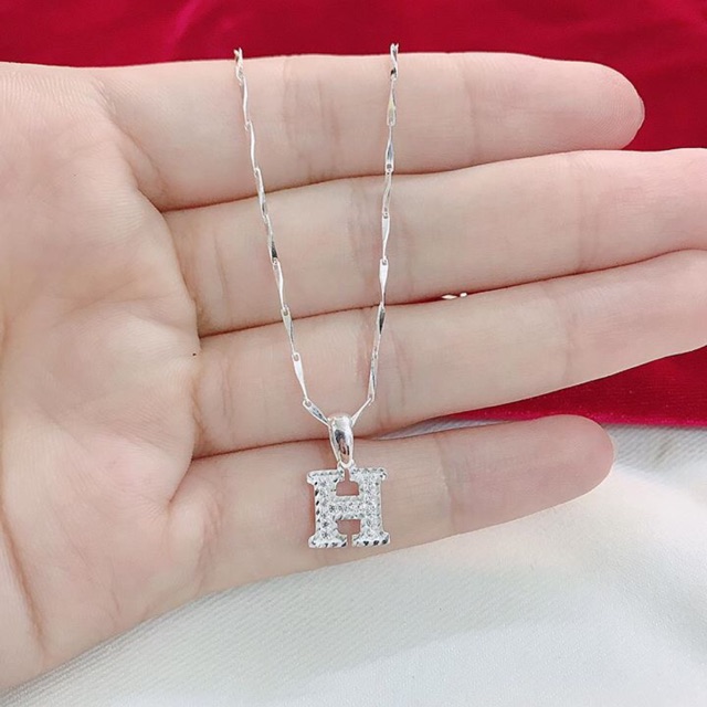 Dây chuyền mưa mặt chữ H đính đá bạc ta cao cấp sáng đẹp - THJ Cam kết bạc chuẩn, giá tốt kèm bảo hành
