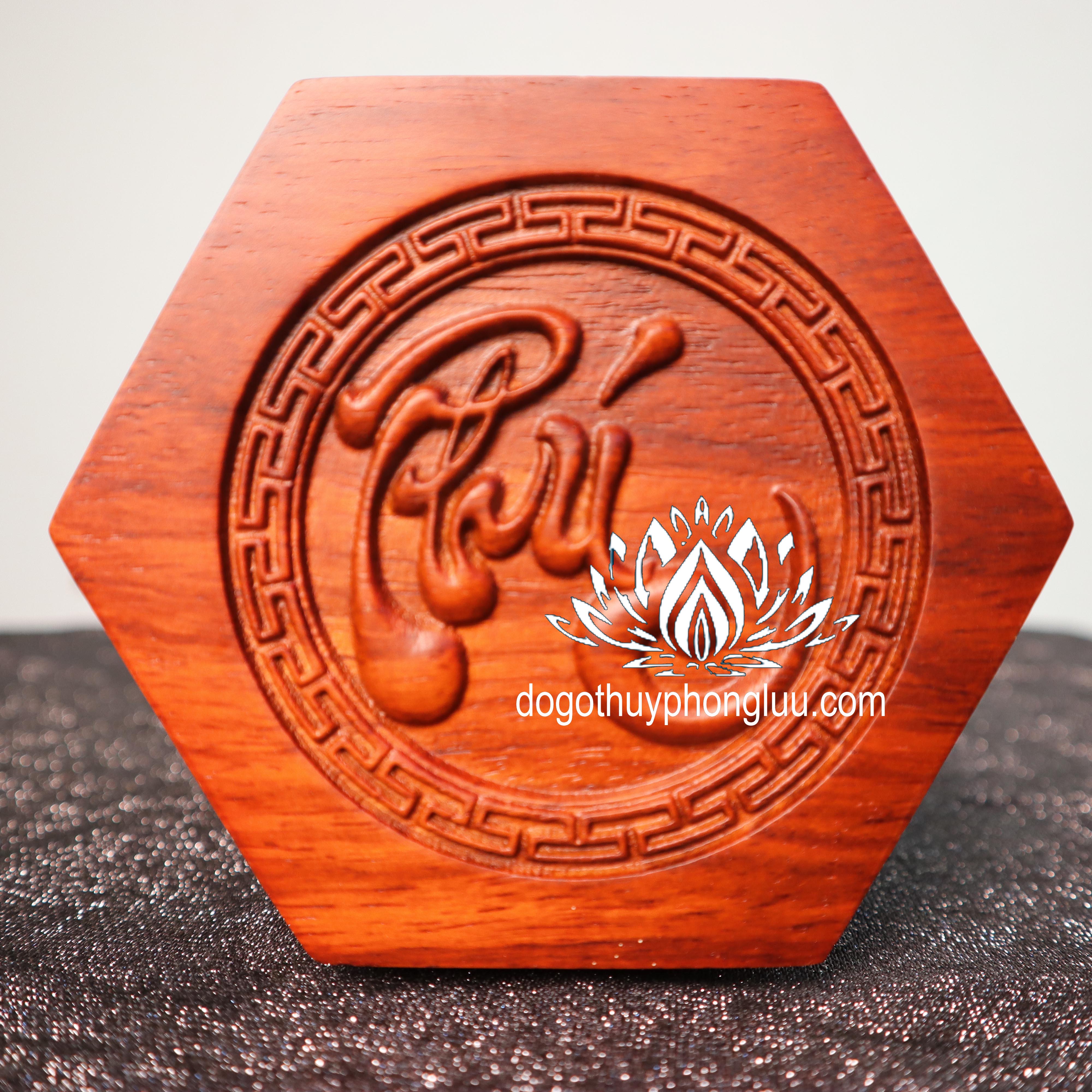 Hộp đựng trà,Hộp đựng chè gỗ hương lục giác chữ phúc