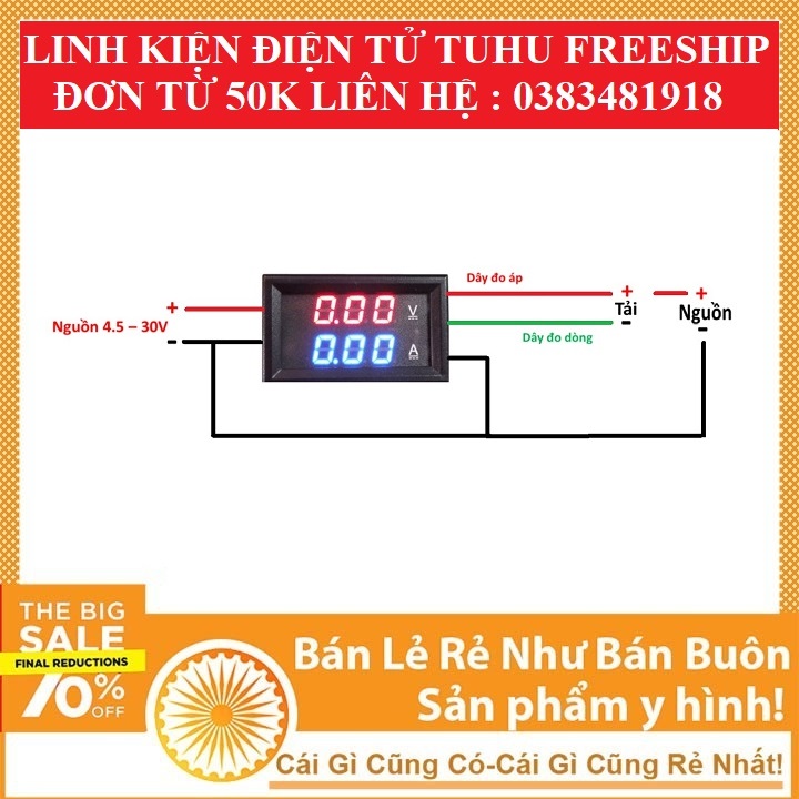 Module , Vôn kế Đo Dòng Đo Áp 0-100V/10A