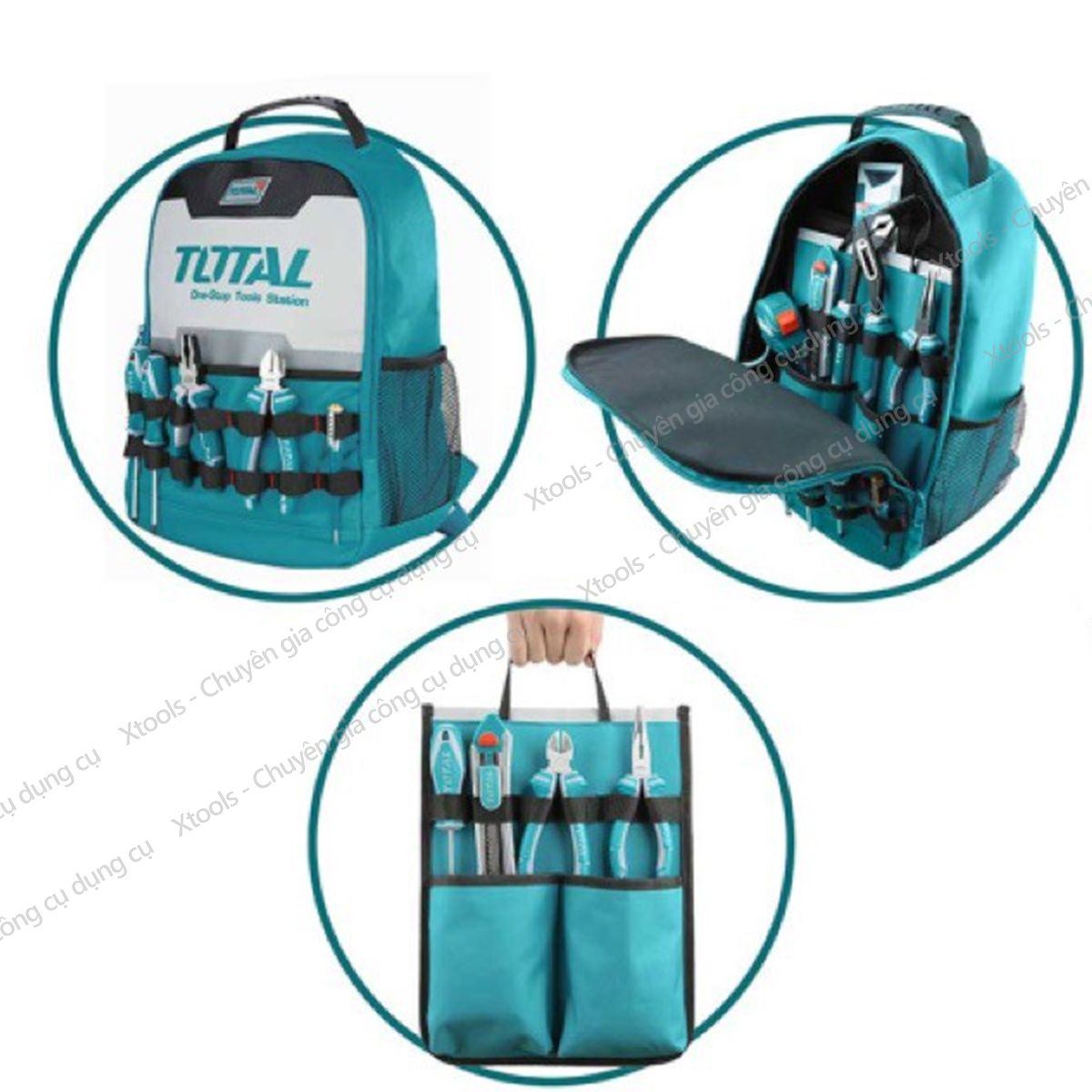 Balo đựng đồ nghề đeo lưng đăng năng nhiều ngăn TOTAL THBP0201 balo đựng máy tính, dụng cụ, phụ kiện, đồ nghề, máy móc