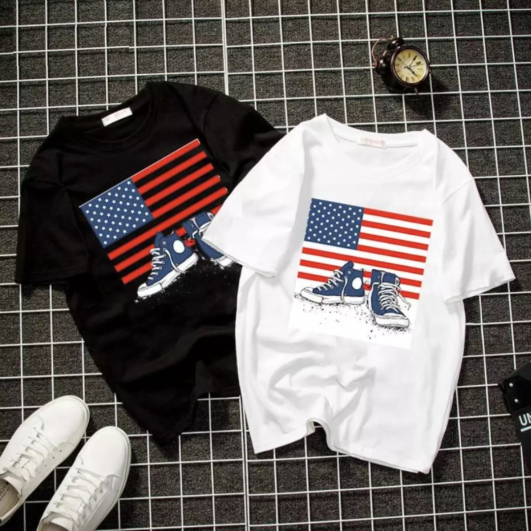 [HCM XẢ HÀNG - ĐỒNG GIÁ 19K ]Áo thun nam form rộng Hàn Quốc in hình Cờ Mỹ độc đẹp vải dày mịn mát