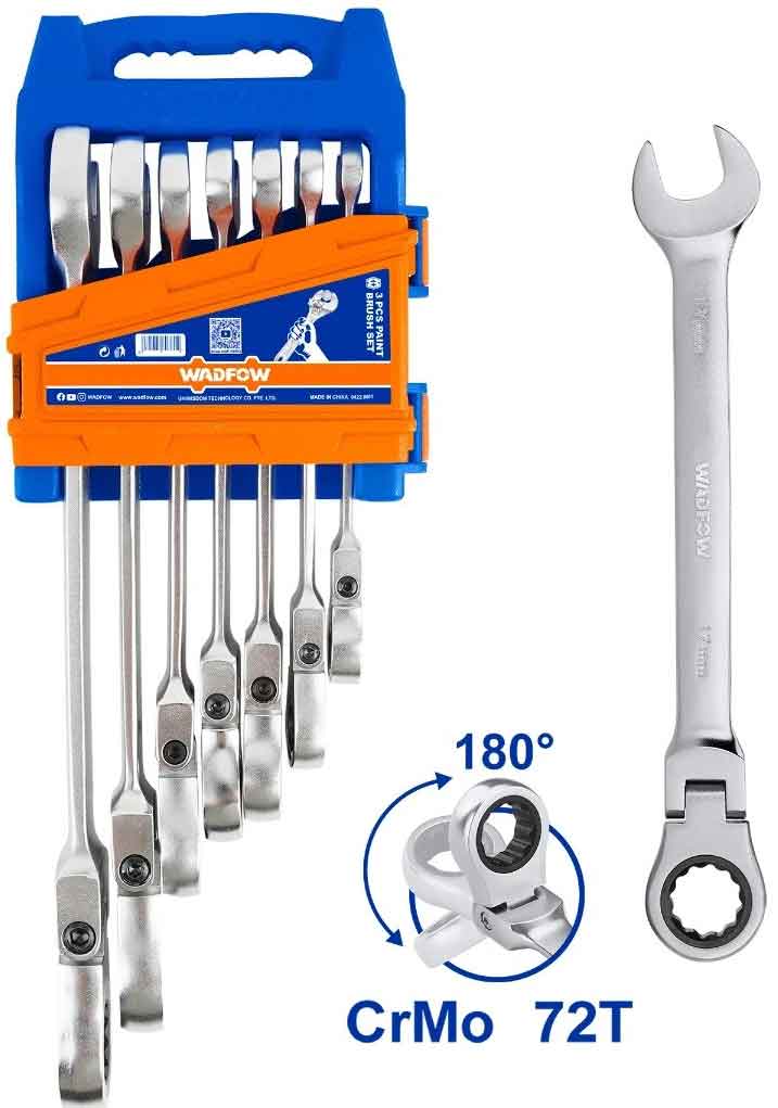 8-19mm bộ cờ lê vòng miệng tự động lắc léo 7 chi tiết wadfow wsp5207