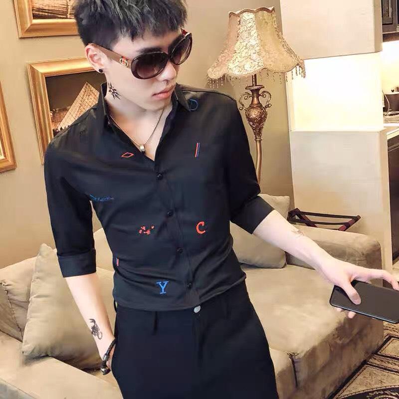 Áo Sơ Mi Nam Phối Chữ Thêu ĐM33