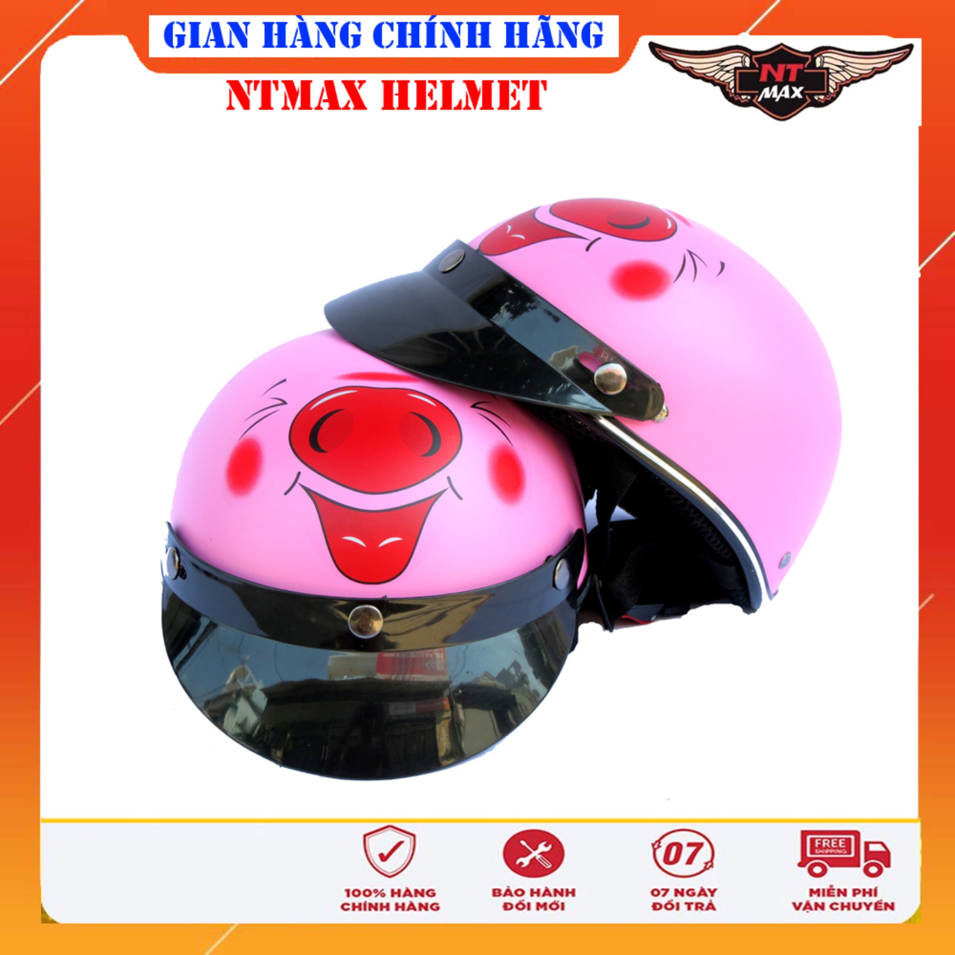 Mũ bảo hiểm NTMAX 1/2 tem heo siêu cute
