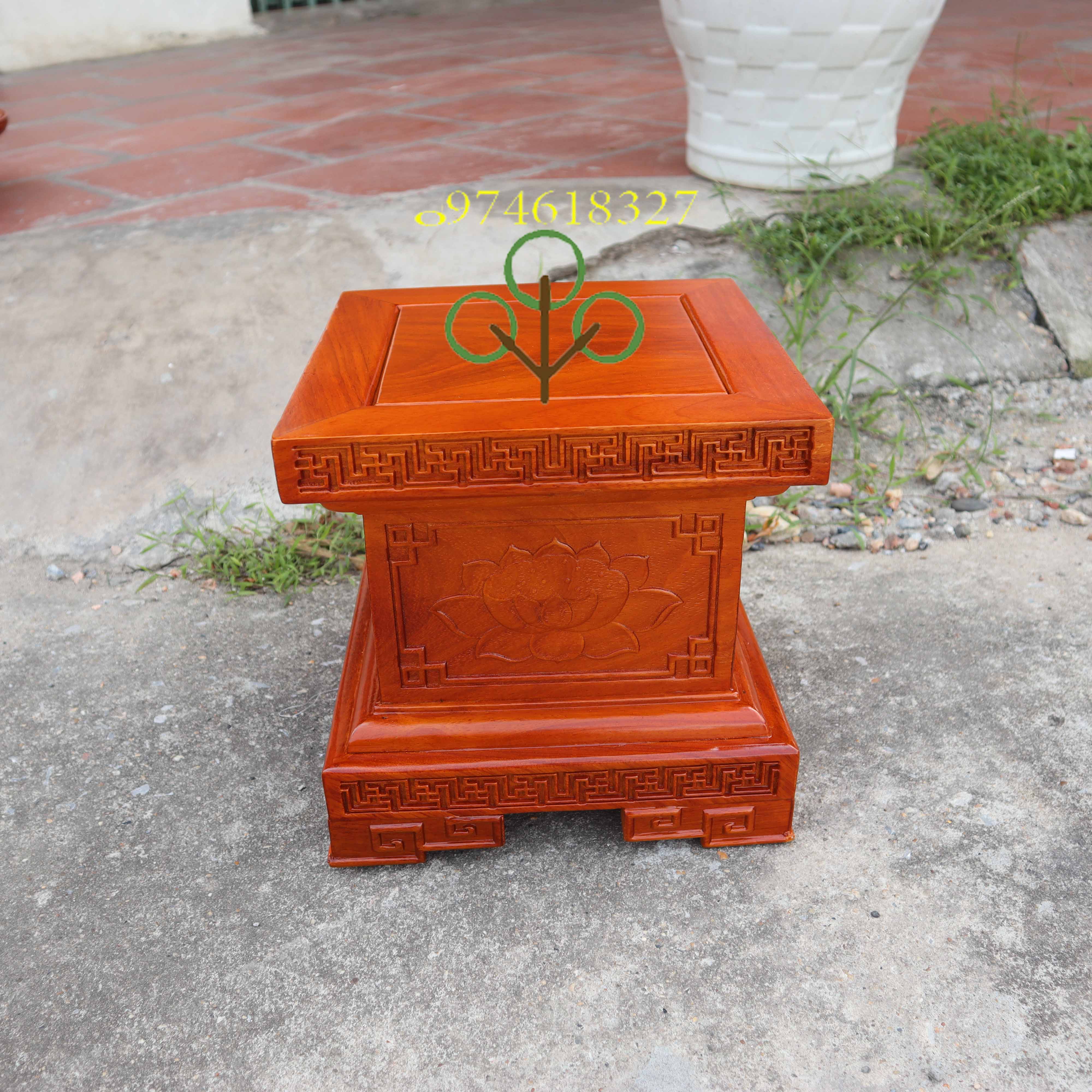 Đôn chân loa kê tượng,kỉ triện vuông cao 30 gỗ hương