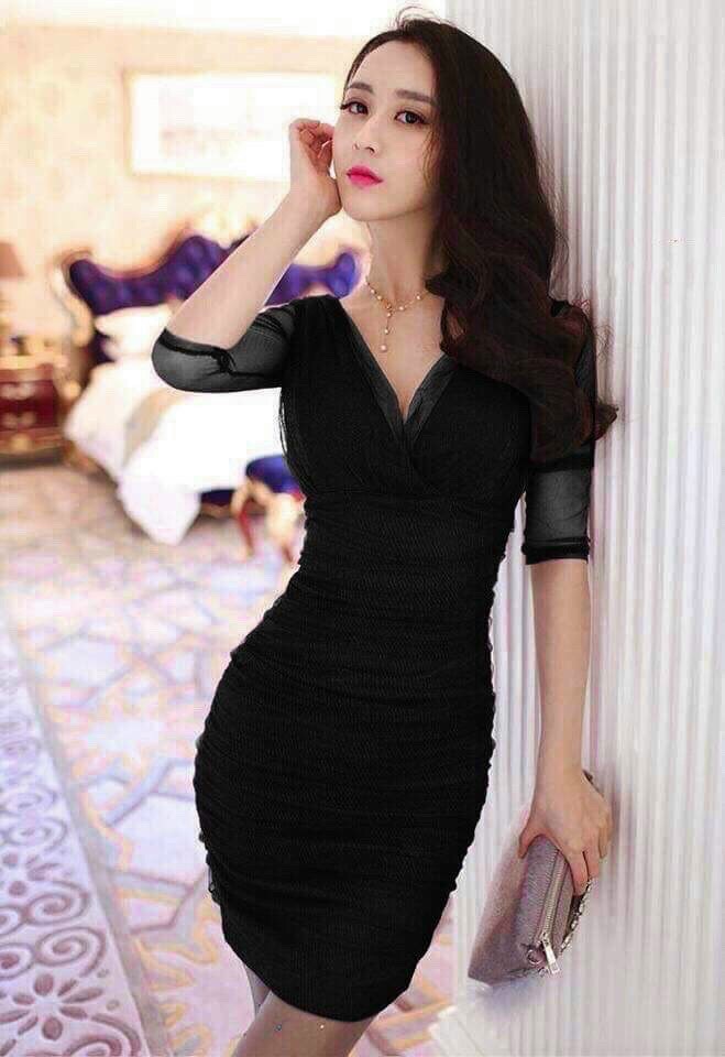 [HCM]Đầm ôm body tay lỡ cực sang ba màu ( màu đen màu đỏ và màu tím )