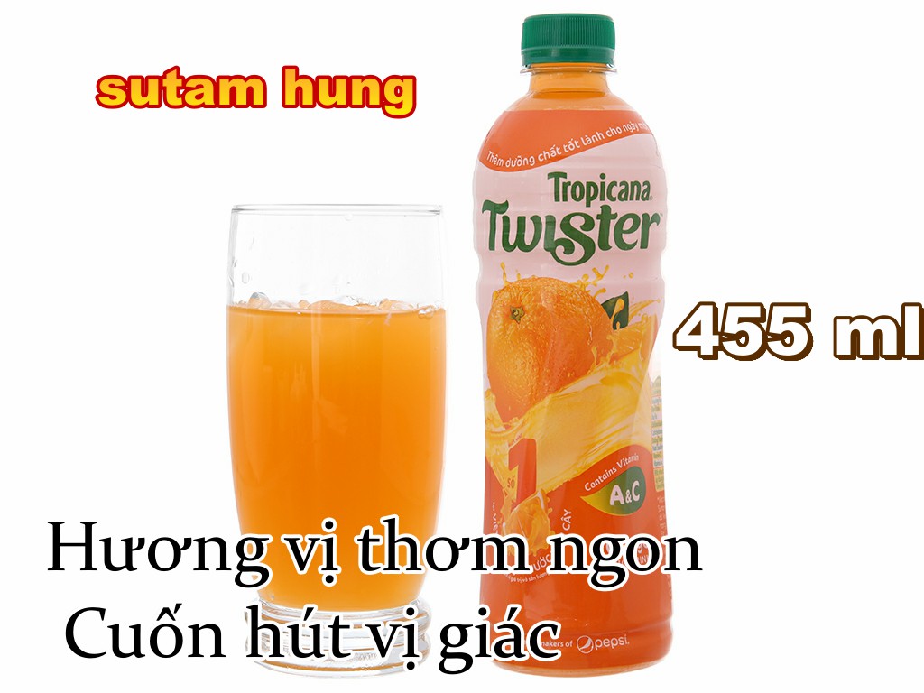 Nước Cam ép Twister Tropicana 455ml  (combo 2 chai chai ) bổ sung thêm nhiều vitamin và năng lượng  hương vị thơm ngon, tốt cho sức khỏe.sth